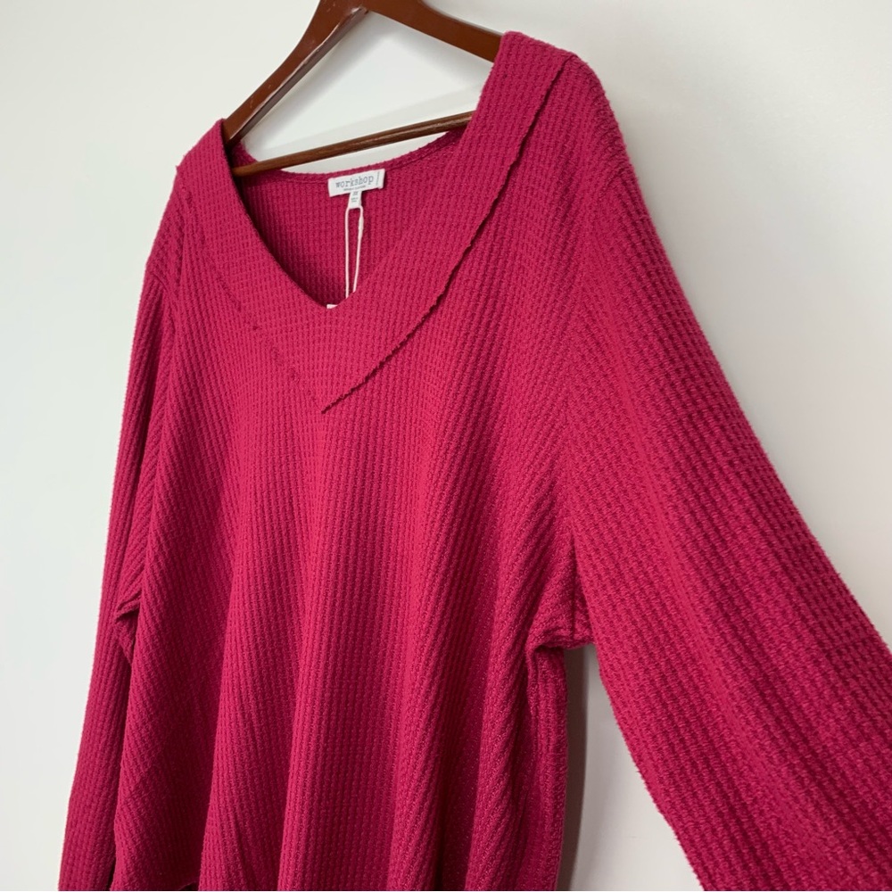 Workshop Republic Clothing Red Magenta Waffle Knit Sweater Soft Cozy & Stretchy - Picture 5 of 16